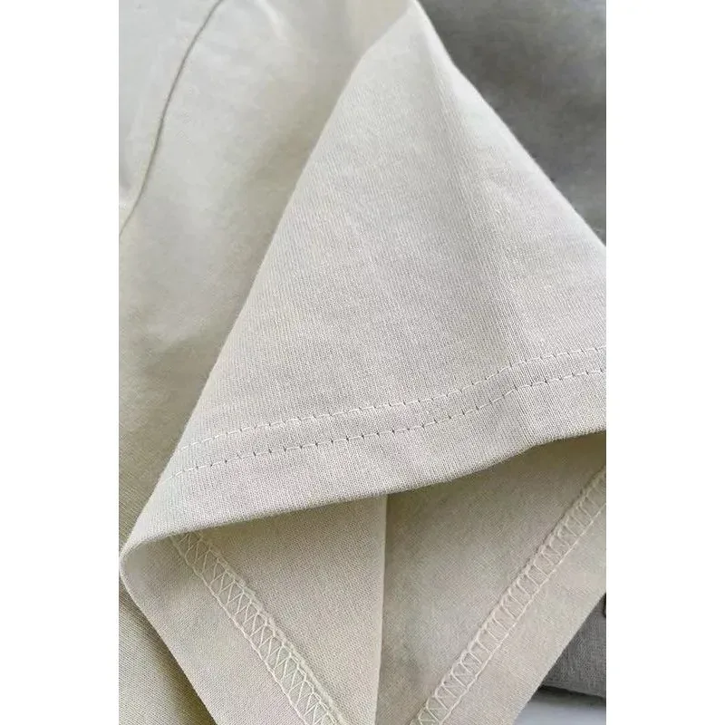 الكلاسيكية العلامة التجارية الصدر صف مزدوج يتدفقون خطابات تي شيرت الموسم 8 خط مزدوج شارع العليا فضفاض رجالي قصيرة الأكمام زوجين تي شيرت #6