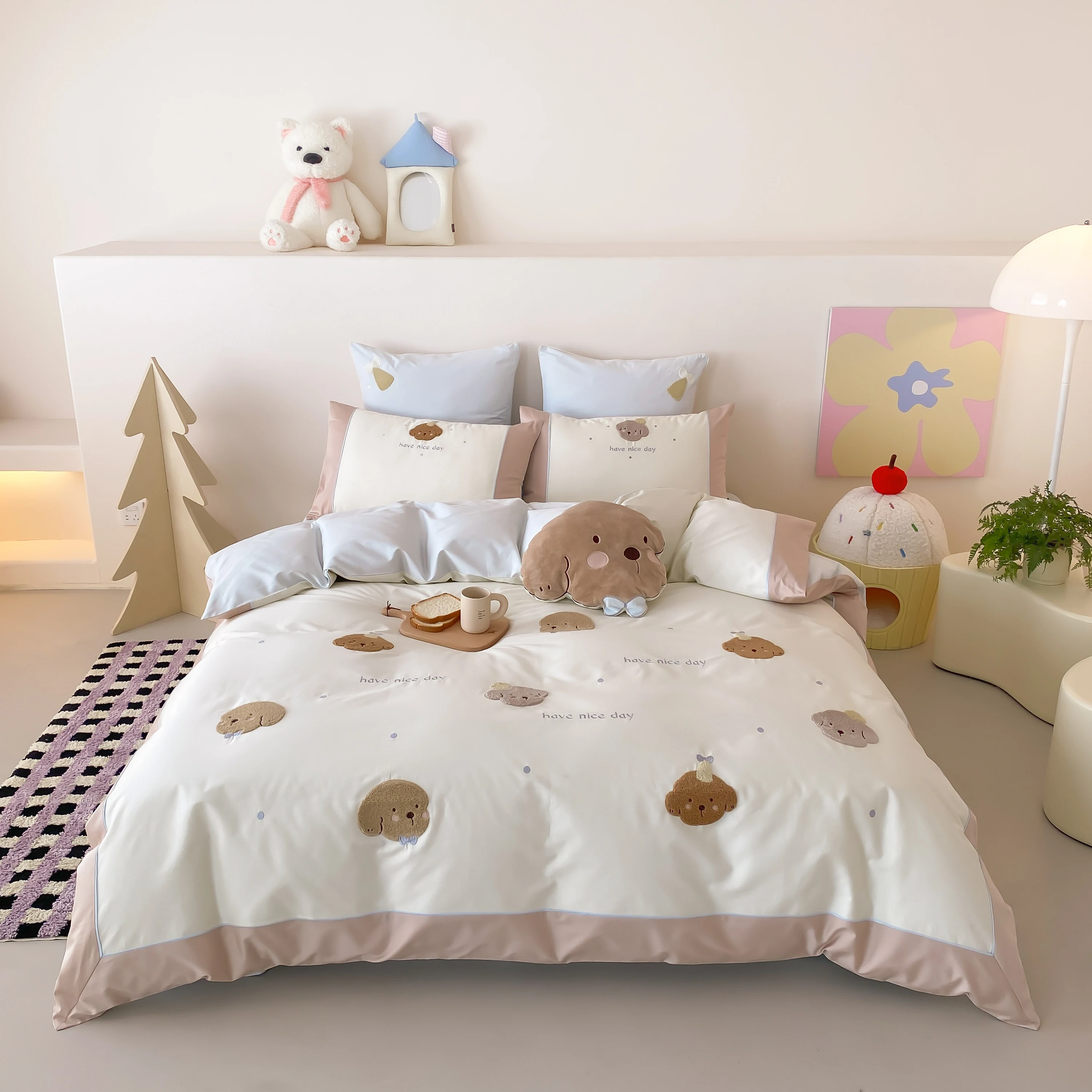

New Arrival Soft single bed set duvet cover kids cute bedding set 4Pcs High Quality Bed Linen for Single Bed All Season