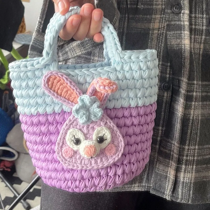 حقيبة يد ديزني كارتونية لطيفة من StellaLou Lotso للفتيات، حقيبة منسوجة ذات سعة كبيرة وبسيطة ومتعددة الاستخدامات #3