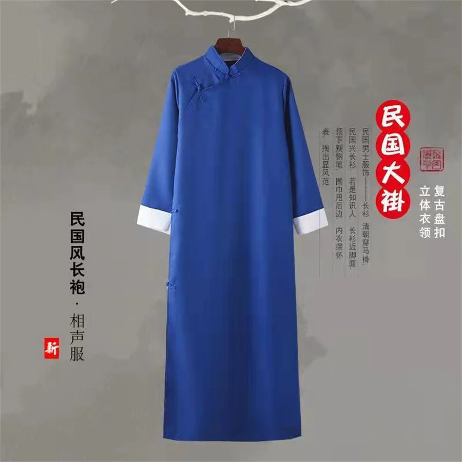 Cross Talk Hanfu Traditional Chinese Tang Suit Men Kung Fu Tai Chi Robe Costume Cross Talk Gown Cheongsam Weddin Dress