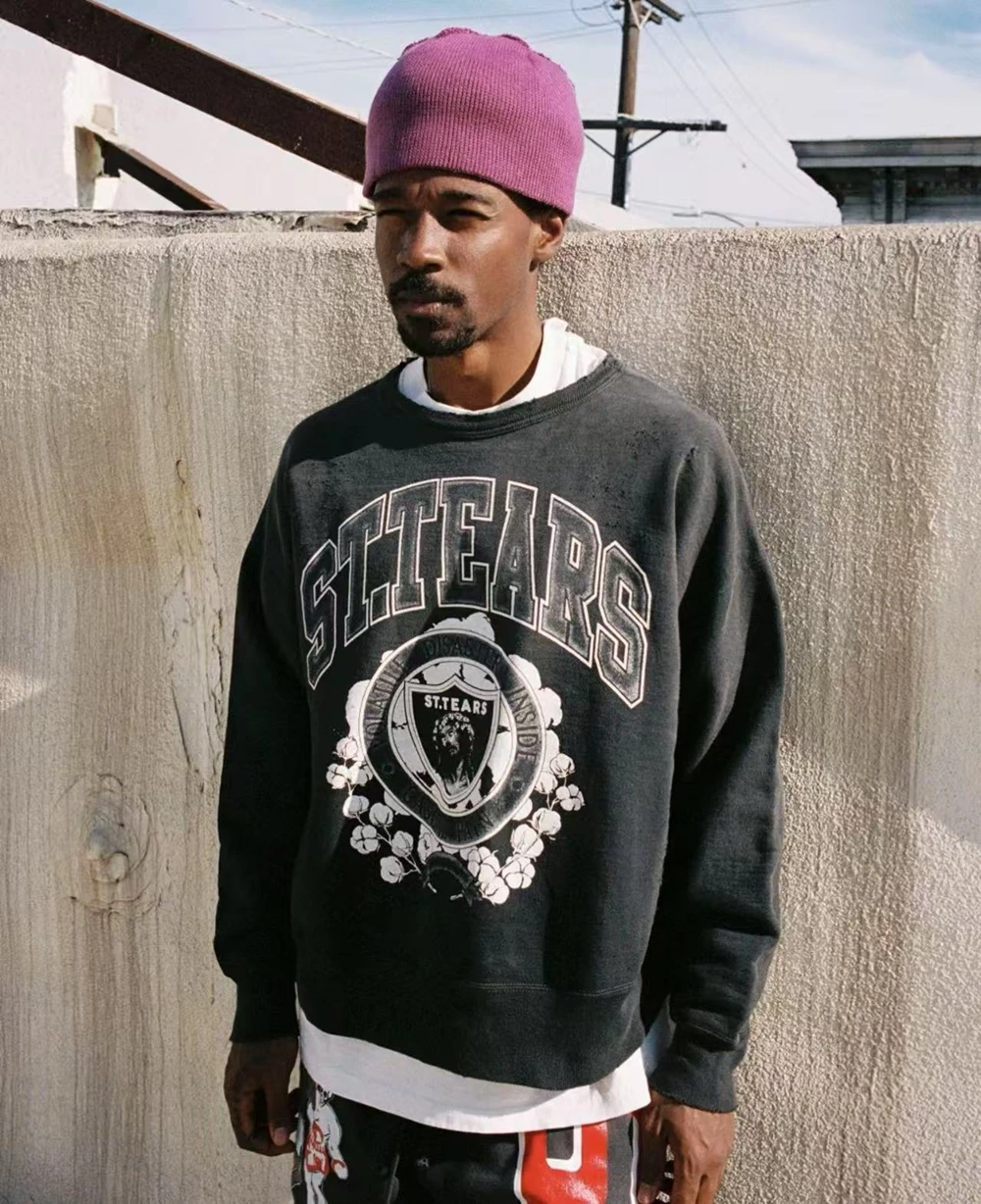 Yao Fashion SAINT OF MICHAEL 25SS Oversize Vintage Men Clothing Pullover Streetwear Loose Graphics Casual Sweatshirt For Men