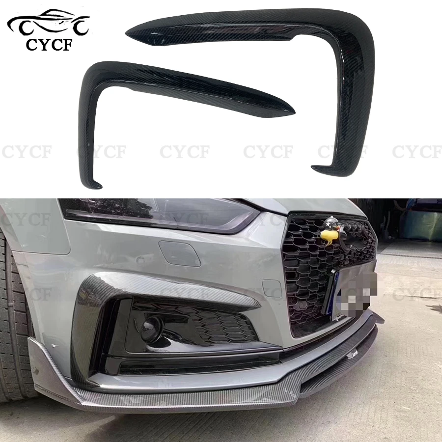 high quality Carbon Fiber Front Bar Wind Knife For Audi A5 S5 2017-2019 Trim Cover Car Decoration Retrofitting Accessories