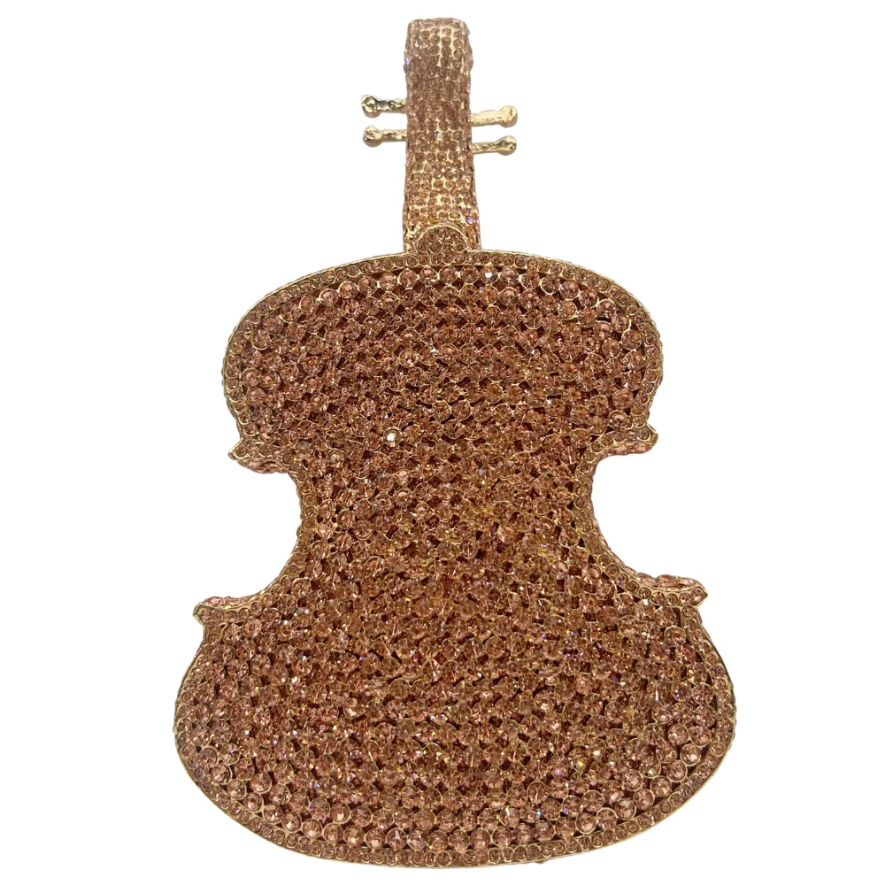 Bolso de mano con forma de violín, bolso de noche para instrumentos musicales para mujer. Monedero sinfónico personalizado OEM, MOQ bajo al por mayor directo de fábrica