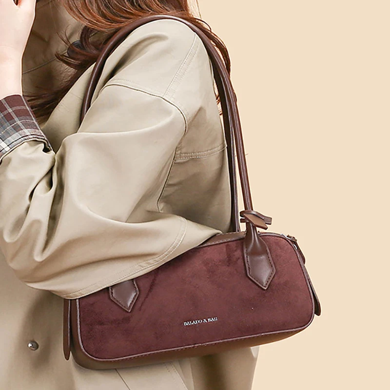 

2025 New Design Retro Underarm Crossbody Bags Soft Suede Leather Daily Match Shoulder Bags High-End Unique Fashion Women's Bags
