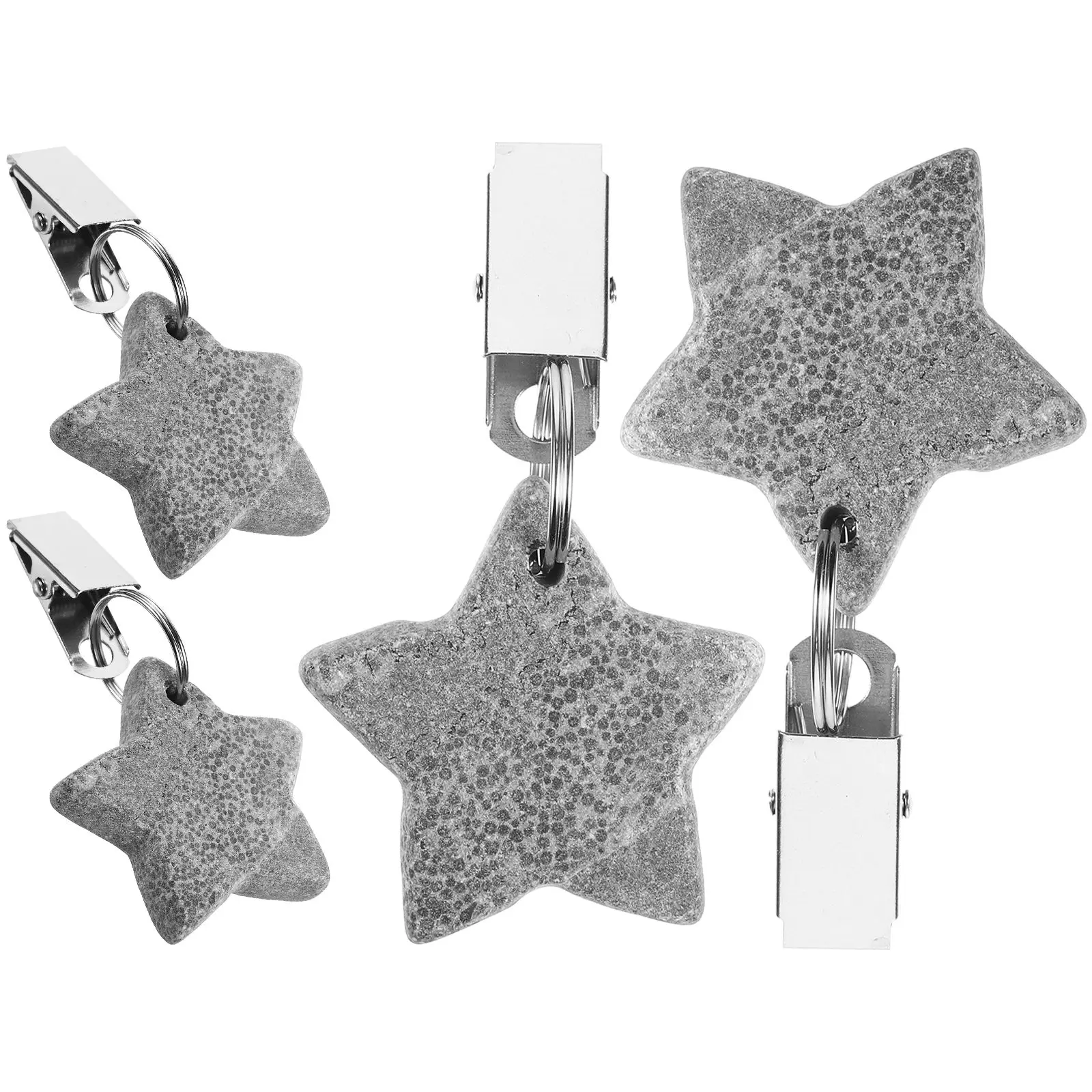 

4 Pcs Tablecloth Clips Gray 4x4cm Star Shaped Windproof Outdoor Picnic Indoor Dining Metal Clip Stone Replacement Camping