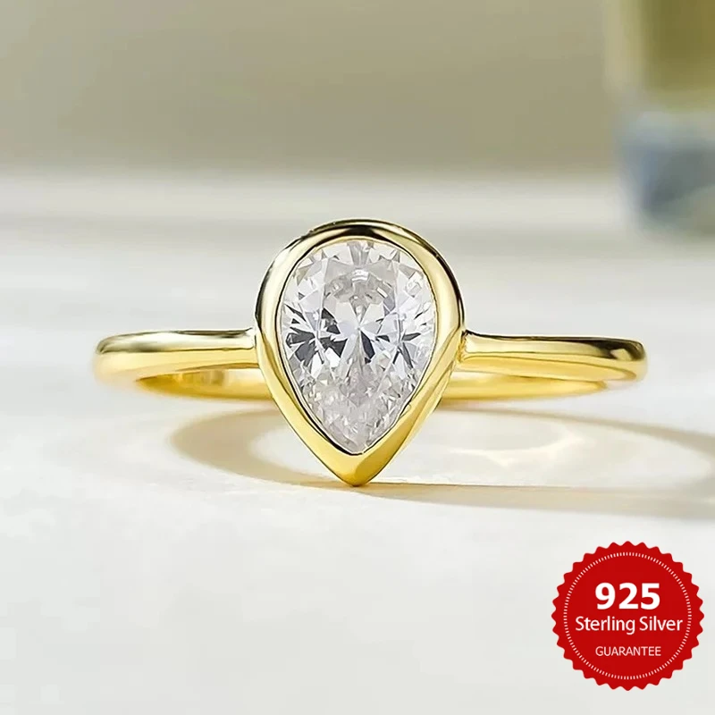 Ring aus 925er-Sterlingsilber, schlicht, Wassertropfenform, Zirkon-Ring für Damen, Jahrestag, Party, personalisierbar, hochwertiger edler Schmuck