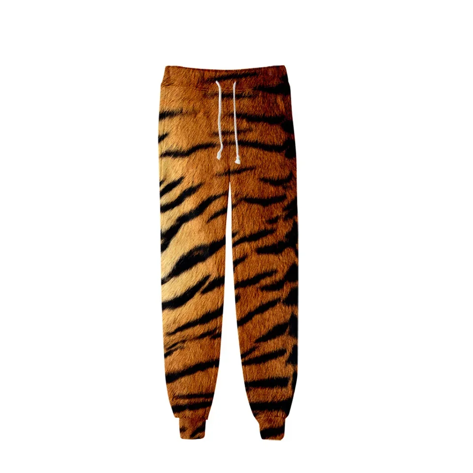Men Tiger Striped Jogger Pants Realistic Animal Fur 3D Print Drawstring Elastic Cuff Sweatpants Loose Streetwear Casual Trousers