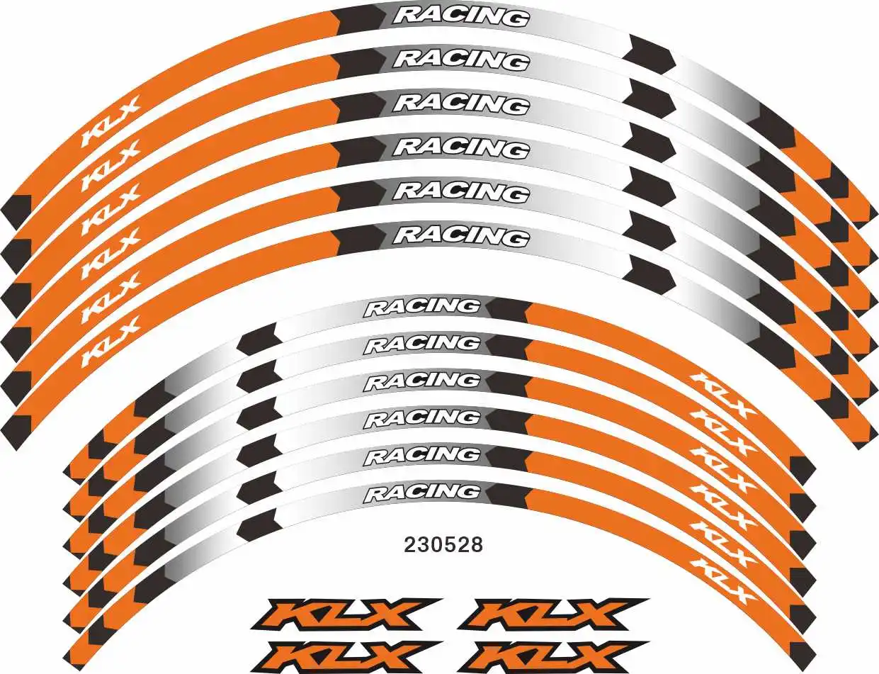 Motorcycle tire inner ring reflective stripe stickers multicolor waterproof decals for KAWASAKI KLX 450R 08-16 KLX 250 H T 06-14