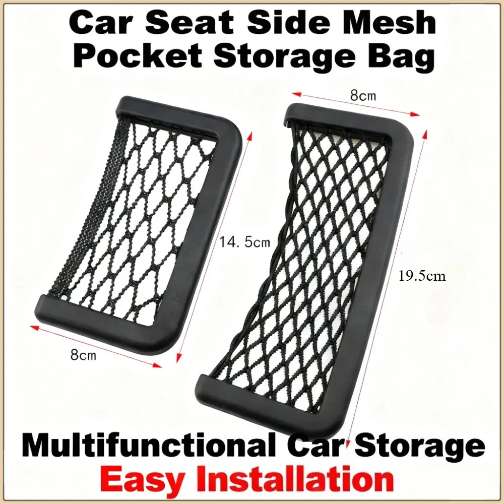Organizer samochodowy torba do przechowywania Auto wklej kieszeń z siatki uchwyt na telefon akcesoria 19.5*8CM 8*14.5CM uniwersalna stylizacja samochodu