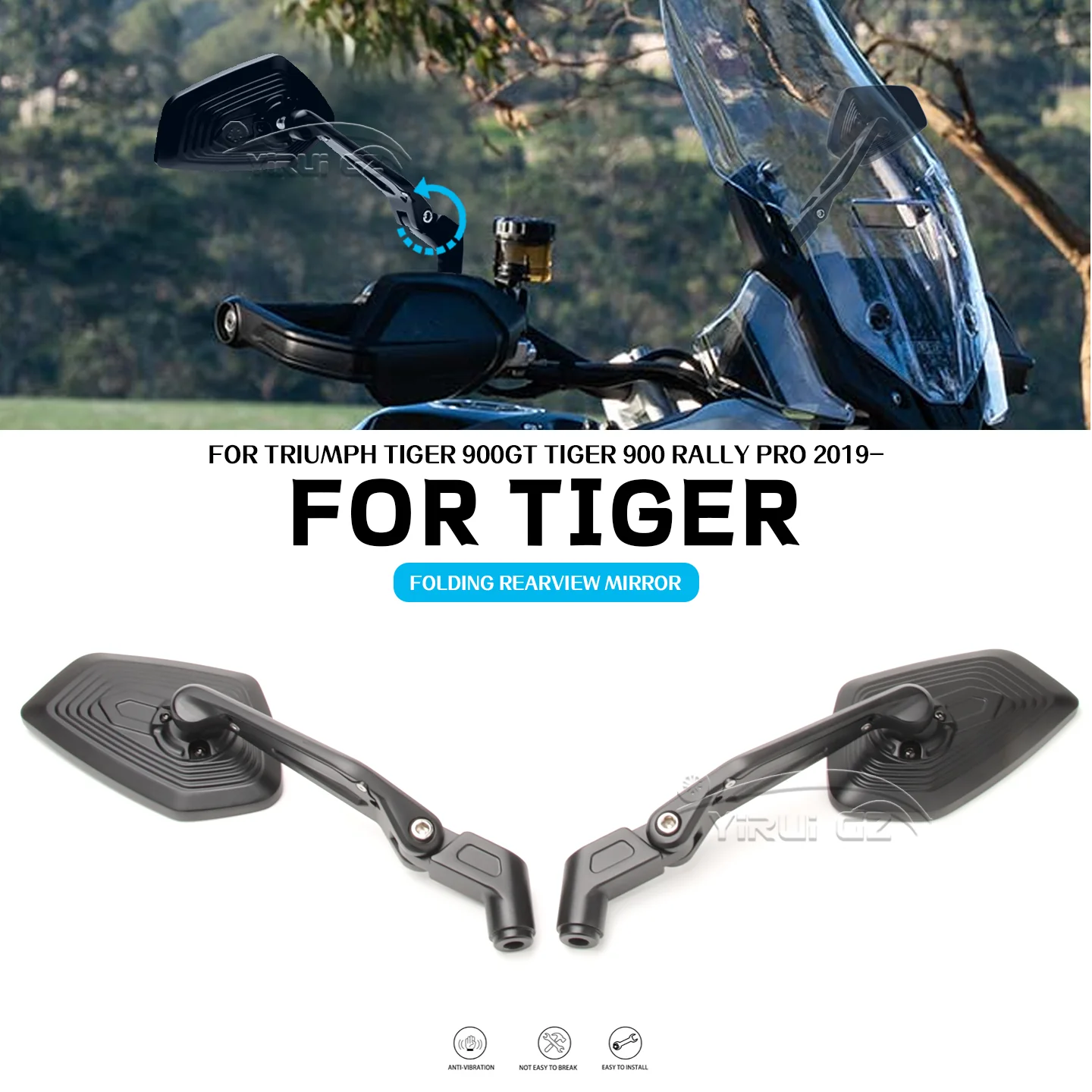 

Aluminum Adjustable Side Rear View Mirror 900GT Motorcycle Rearview Mirror For Triumph Tiger 900GT Tiger 900 900 RALLY PRO 2019-