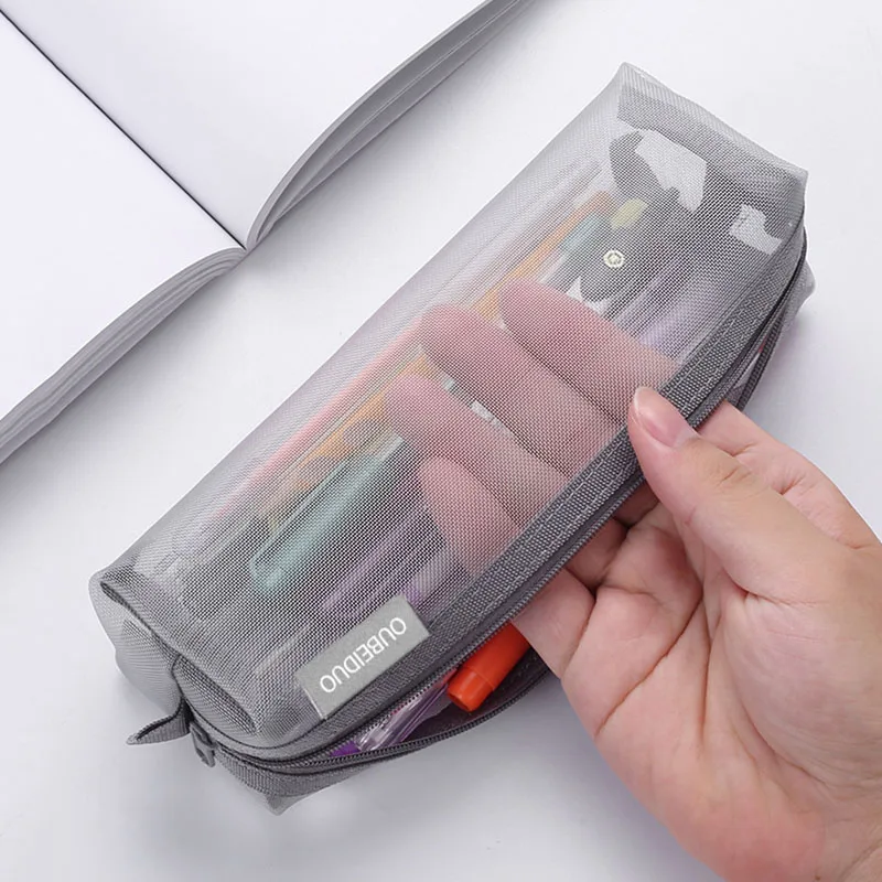 Mesh-Federmäppchen, transparent, Stifte-Beutel, niedlich, einfach, ästhetisch, Tasche, Organizer, Büro, Schulbedarf für Studenten, Schreibwaren – Detail 4