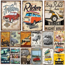 Vintage Metal Signs Car Room Decor Taxi Bus Poster Letters Old Fashioned Jeep Sports Car Plate Garage Bar Home Decoration