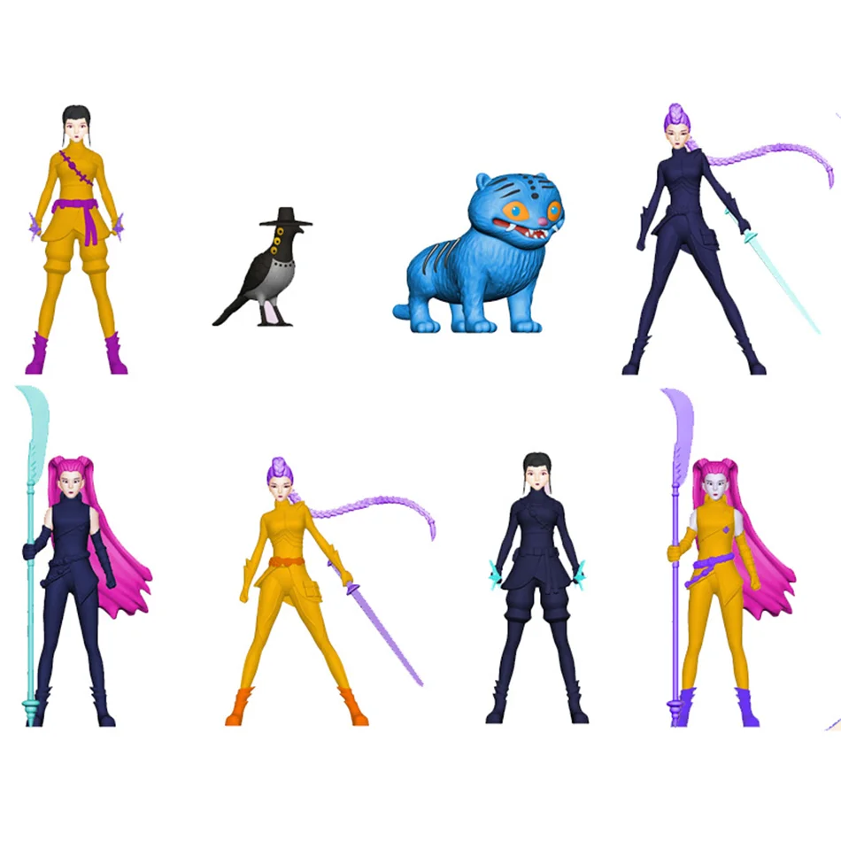 NOWY ZESTAW 5 SZTUK Figurki Anime Kpop Demon Hunters K-Pop Demon Hunters Rumi Mira Zoey Tiger Figurka Zabawka Dekoracja Biurka Statuetki Ozdoby