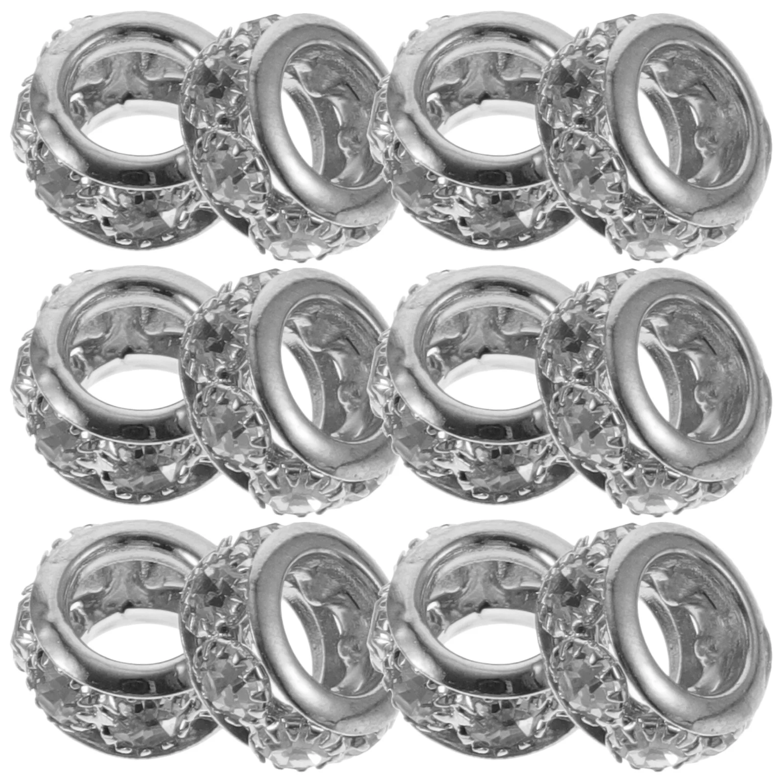 

20 Pcs Large Pore Beads Spacer Silver for Jewelry Making Toy Small DIY Bracelet Round