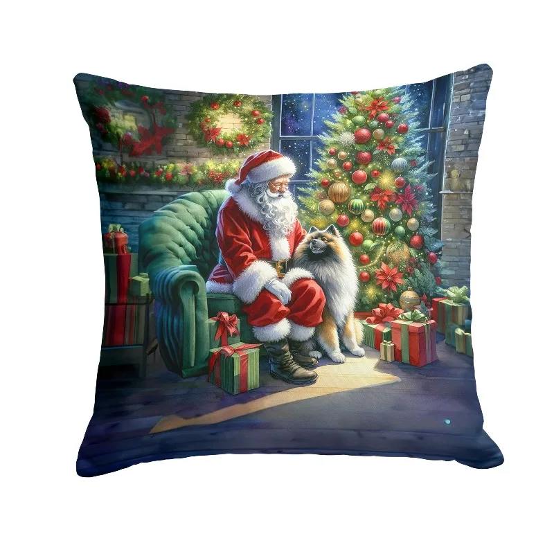 

Christmas Keeshond Breed Decorative Throw Pillow Machine Washable Water Resistant Indoor Outdoor Soft Cushion For Couch BedPatio