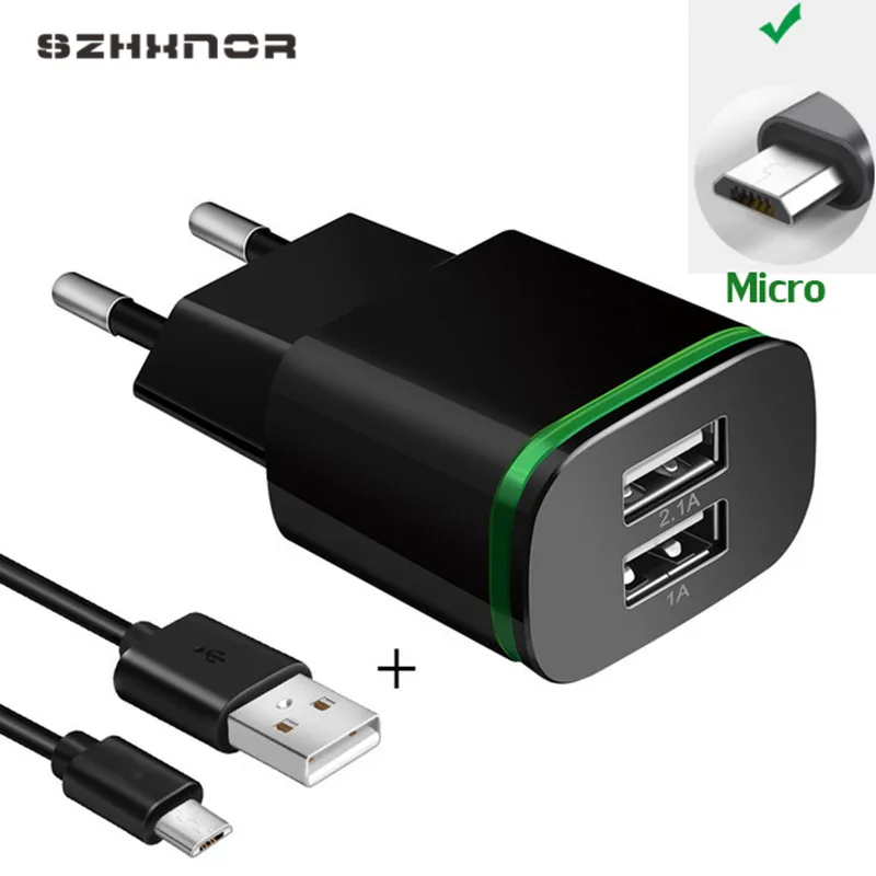 EU USB Charger 2A Fast Charging + 1M USB Cable for xiaomi redmi 7 4X note 5 plus 5 Huawei  p smart 2019 LG alcatel Oukitel C8