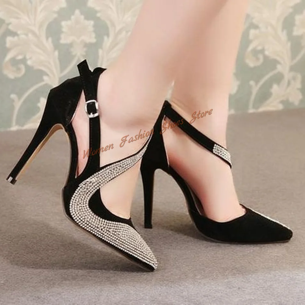 Black Serpentine Crystal Pumps Pointed Toe Stilettos High Heels High Heel Shoes for Women Heels 2024 New Zapatos Para Mujere