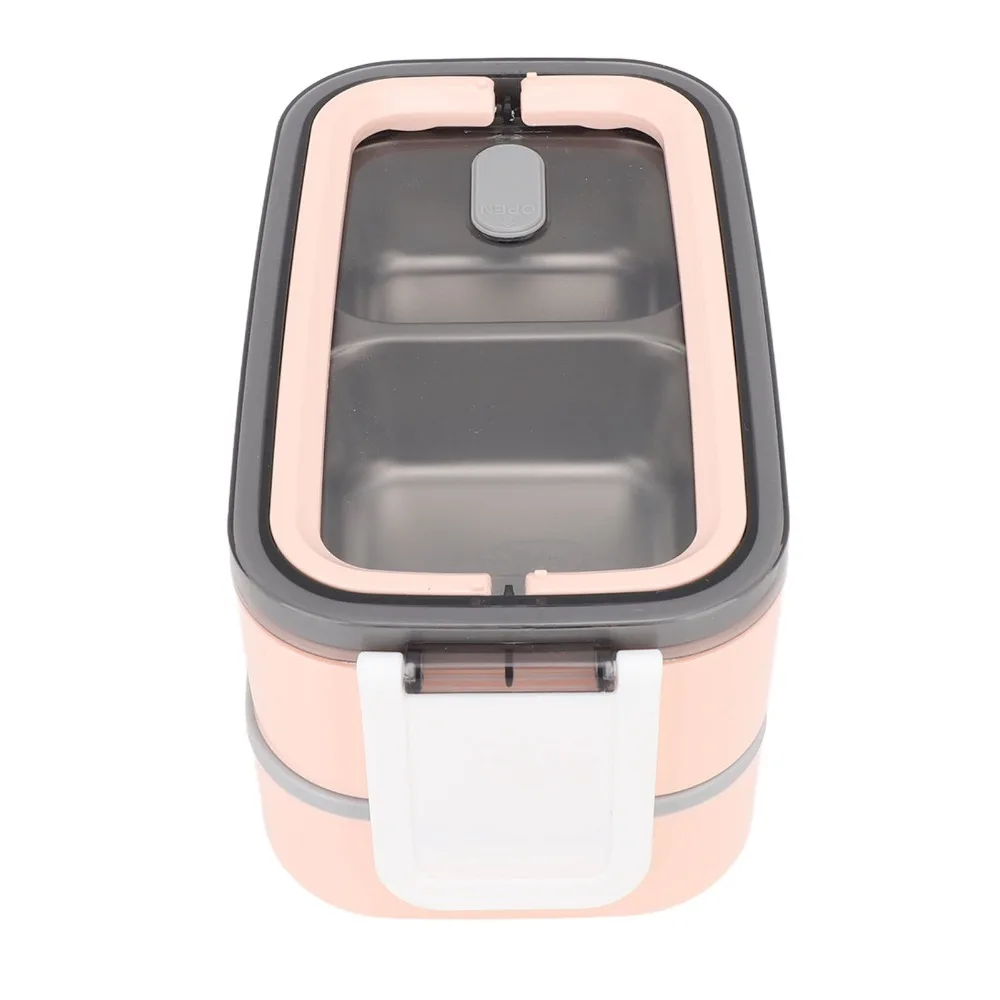 304 Stainless Steel Lunch Storage Container 2 Layer 2 Compartments Compartment Lunch Box 1400ml Thermal Lunch Box For Picnics