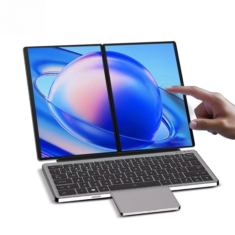 OEM جديد 14 بوصة شاشة مزدوجة تعمل باللمس الأعمال الكل في واحد محمول مزدوج PC N100 DDR5 16GB PC 2 في 1 كمبيوتر محمول Win11 System