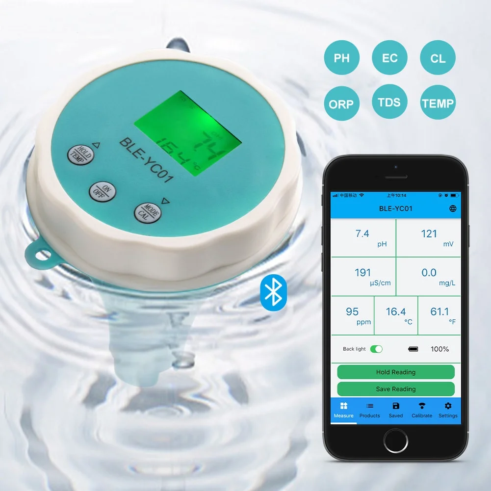 Conjunto de Alarme de Dados e Monitor de Qualidade da Água Bluetooth Digital Orp ce Tds Cloro ph Medidor Ip67 Atc Piscina Online