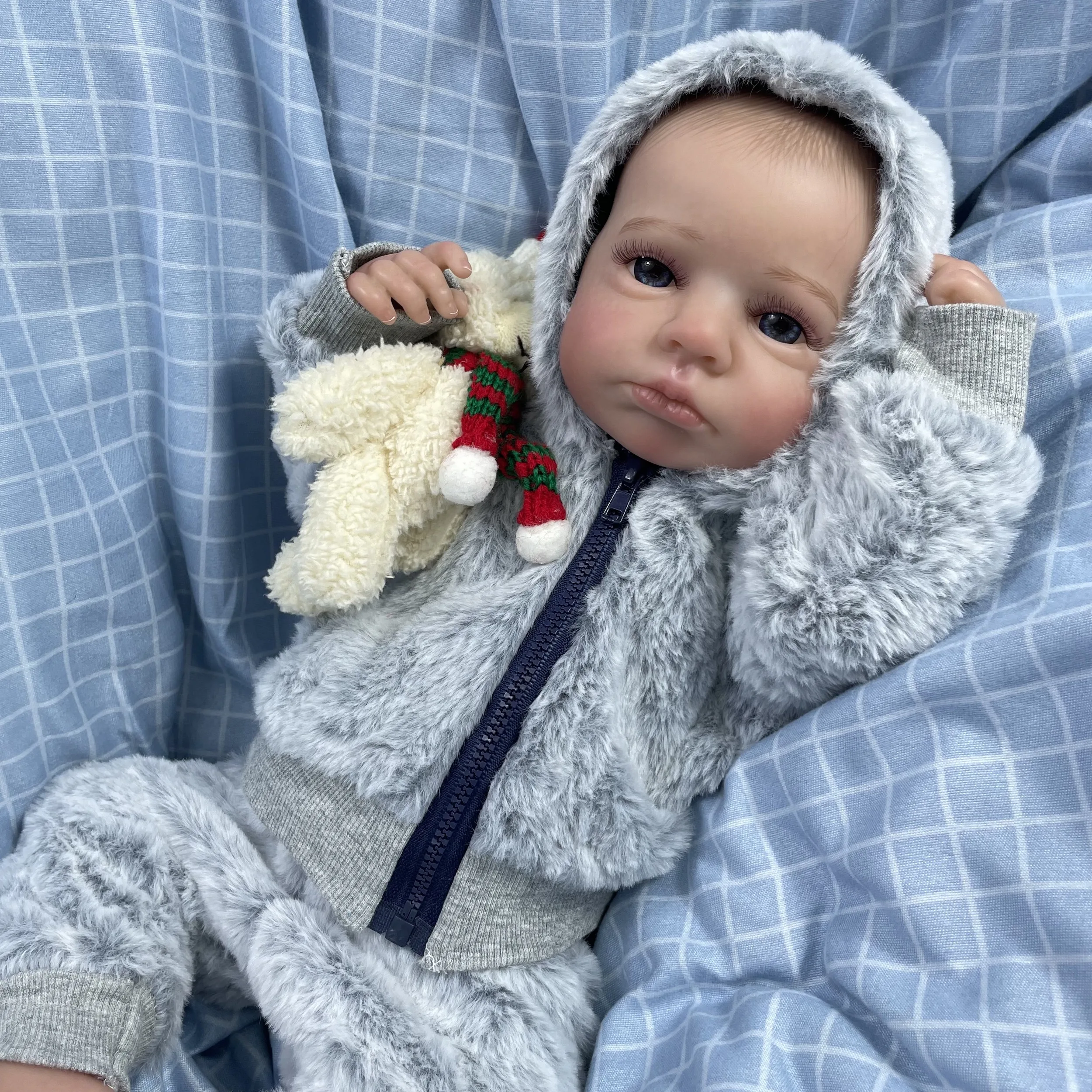 20inch Reborn Doll LouLou Awake Full Silicone Vinyl Body Washable Newborn Baby Doll 3D Skin Tone Visible Veins Dolls Gift