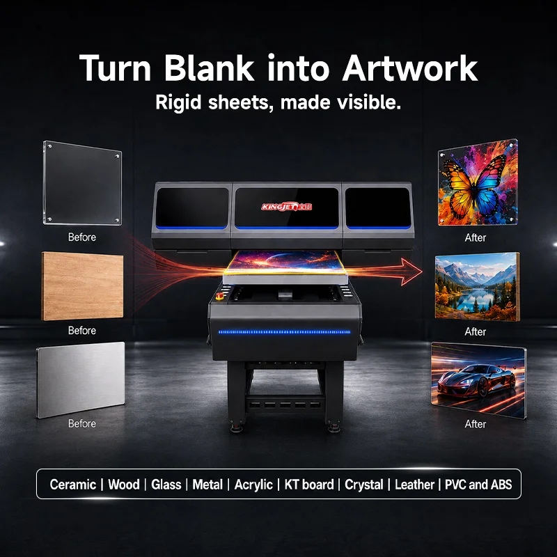 KingJet 6090 Uv Dtf Film Flat Bed Printer 3 Heads XP600 UV Printer Phone Case