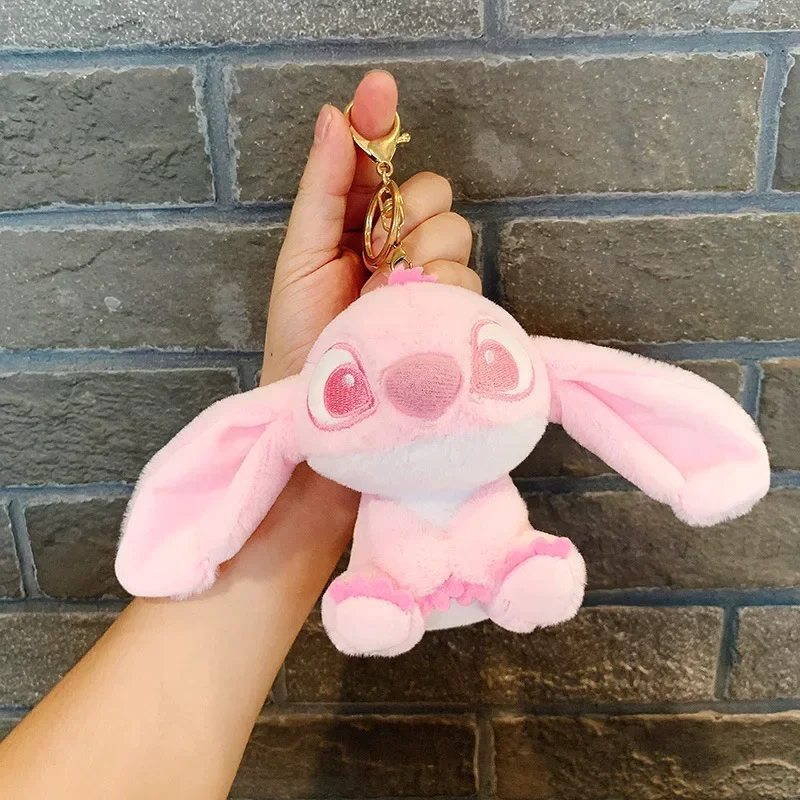 LLavero de peluche de Stitch, figura de Anime de Disney, colgante para mochila escolar, muñecos de peluche bonitos, llaveros de juguete, regalos del Día de San Valentín, 1 ud.