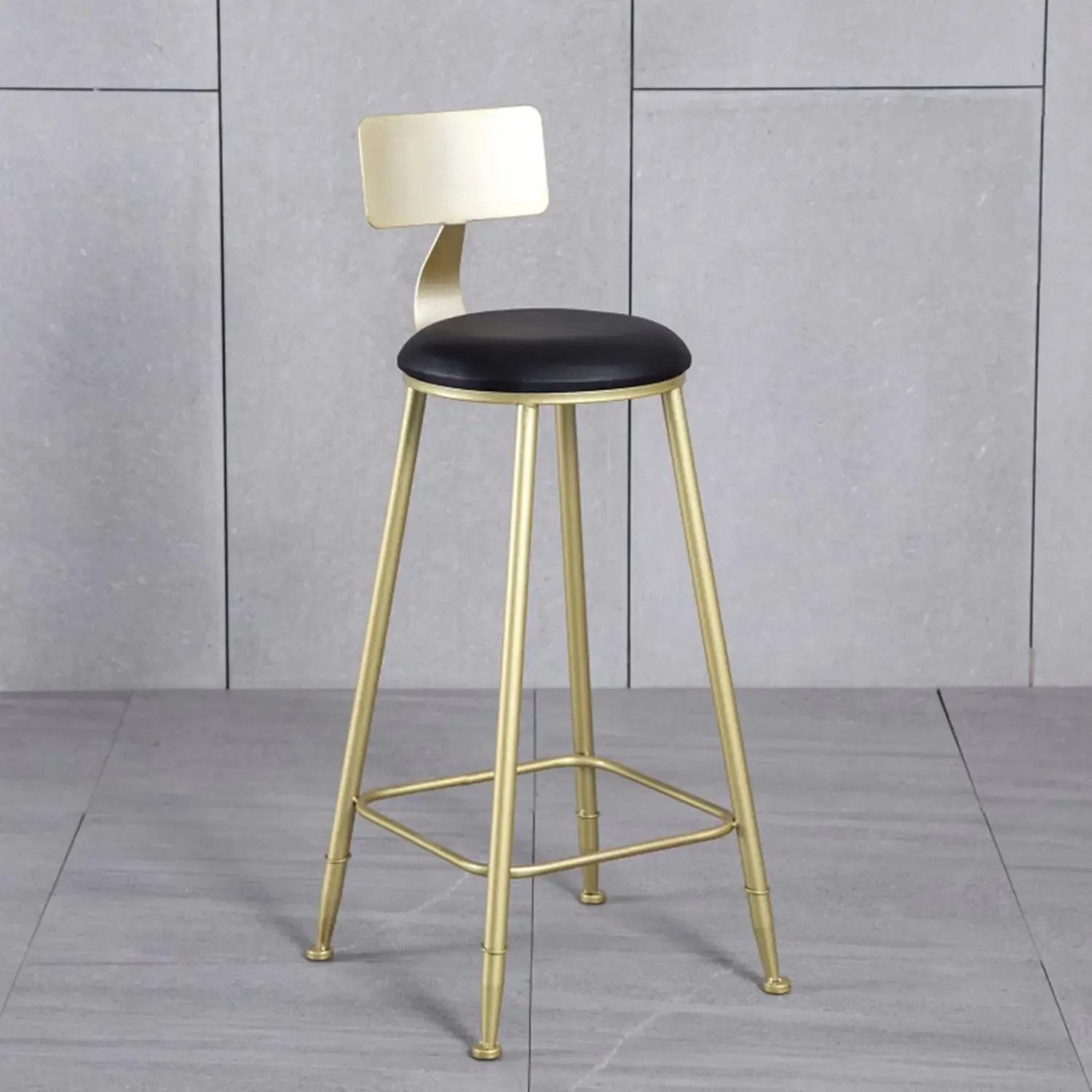 Kitchen Dining Chair, Comfortable Farmhouse Chair with Metal Legs, Simple Upholstered Fixed Height High Stool Suitable for Home,