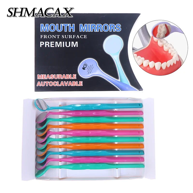 

10 шт., односторонние/двусторонние красочные зеркала для полости рта, премиум-класса, переднее зеркало для рта, отражатель для экзамена