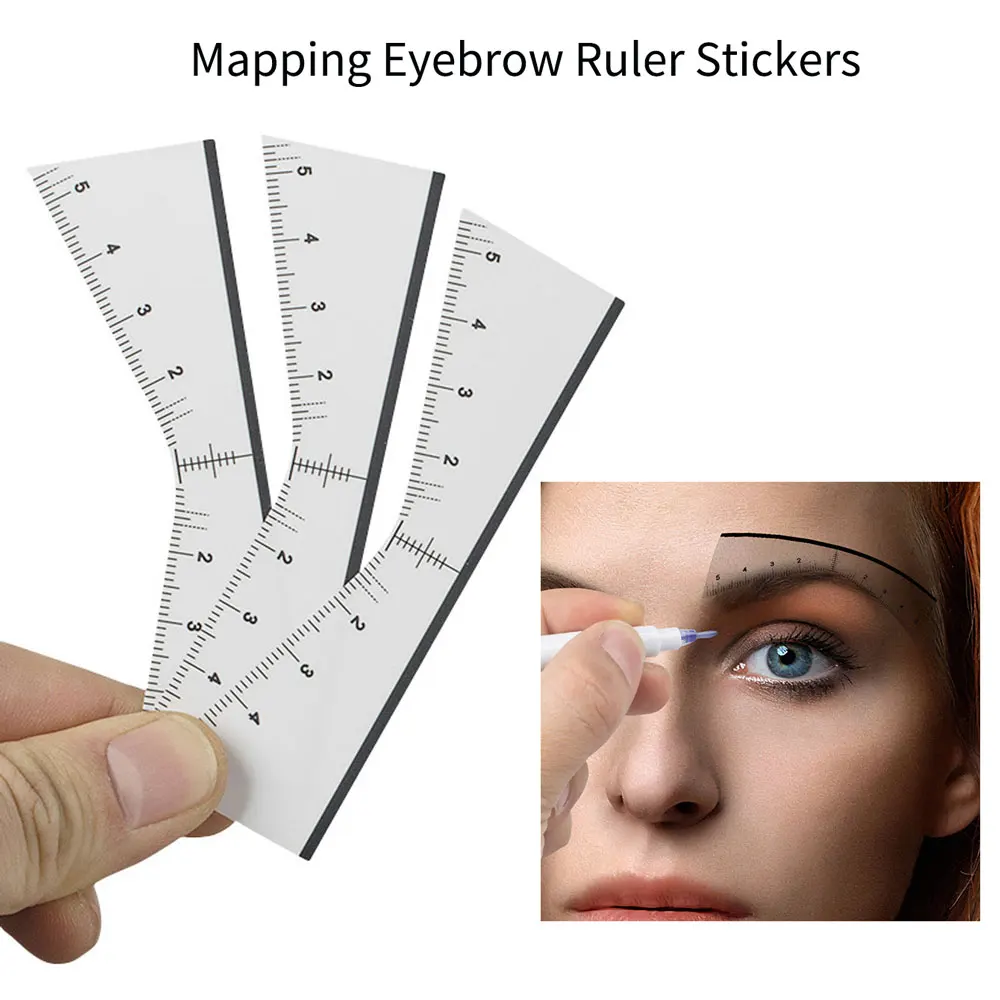 20pcs/pack Tattoo Mapping Eyebrow Ruler Stickers Microblading Adhesive V Shap Brow Measurement Stencil Tools Makeup Supply