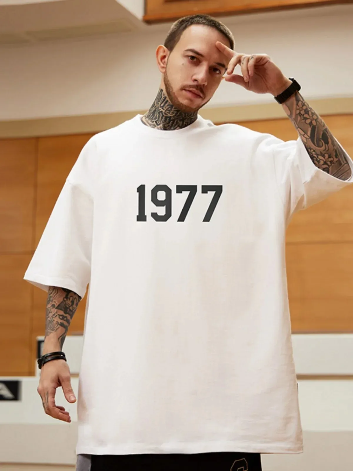 Retro Men Women Tshirts 100% 260g Cotton T-shirt HIP HOP Brand Shirt 1977 Printed Vintage Short Sleeve Tees High Quality Tops