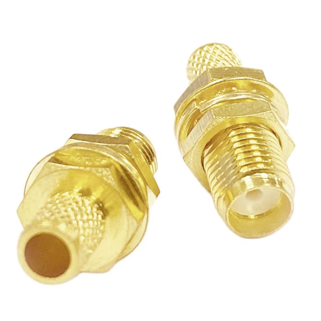 

50PCS New SMA Female Jack RF Coax Connector With Bulkhead Nut Straight 50 Ohm Crimp For LMR195 RG58 Cable Goldplated Wholesale