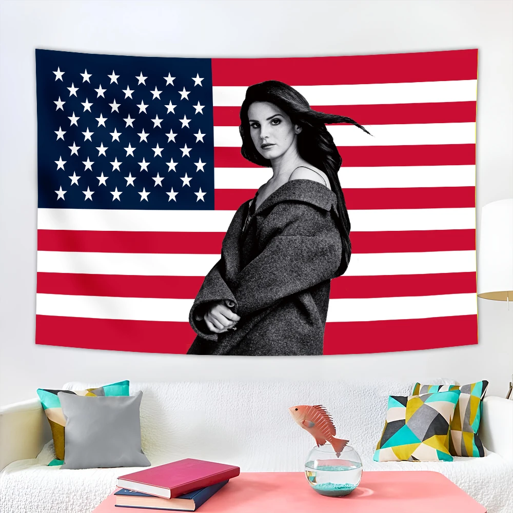 90X150CM 3X5FT Singer Lana Flag Honeymoon/Lust For Life Music Wall Hanging Tapestry Room Decor Double penetration Flag for Decor