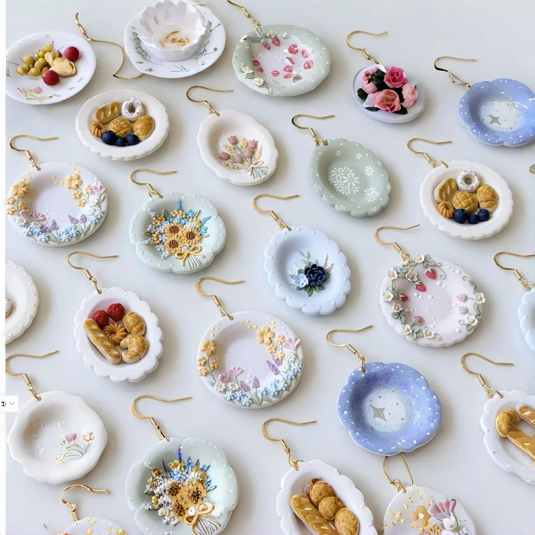 3D Wavy Edge Disc Polymer Clay Cutter for DIY Handmade Jewelry Multi-pattern Earring Mold with Realistic Fine Details Craft Tool