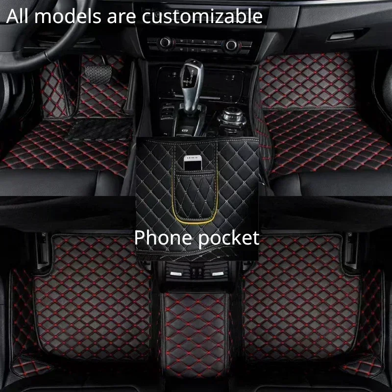 

Custom Car Floor Mats for Kia SOUL 2010-2017 Year Artificial Leather Phone Pocket Carpet Interior Car Accessories