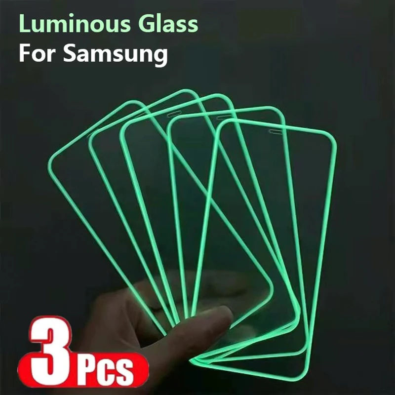 3Pcs Luminous Tempered Glass For Samsung Galaxy A50 A70 A51 A71 A30 A20 A10 Glowing Screen Protector For Samsung A52 A72 Glass