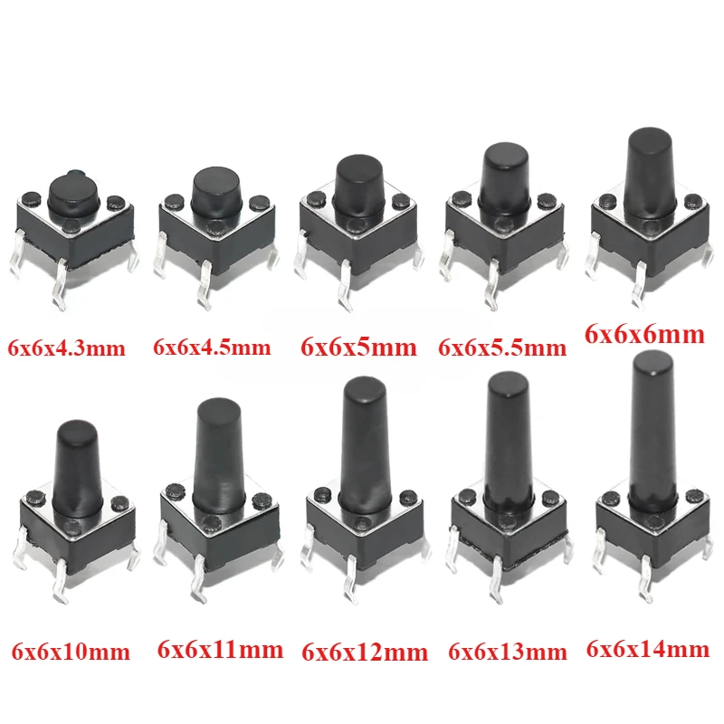 50 sztuk/partia przełącznik dotykowy pionowy 6*6*4.3/5/6/7/8/8.5/9/10/11/12 ---/15mm Panel Micro Pcb złącze przełącznika klawiatury wtyczka — zdjęcie 3