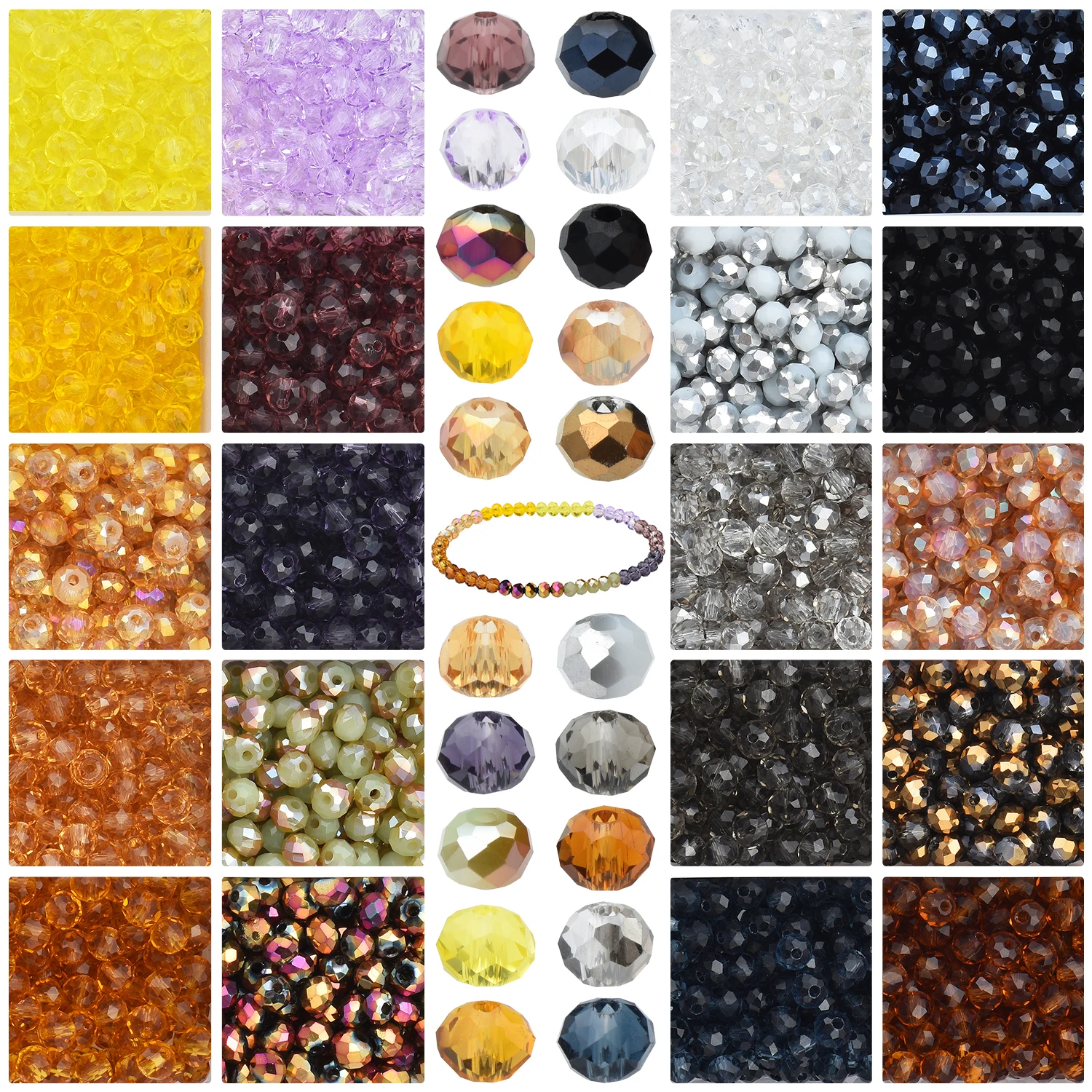 3000Pcs 4mm 20Colors Faceted Crystal Glass Rondelle Loose Spacer Beads Crafts For DIY Making Jewelry Earing Necklace Accessories