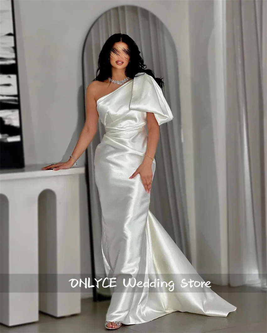 

Customized Mermaid Evening Dresses Floor-length One-shoulder Sleeveless Prom Gown Simple Fashion Casual Party Gown