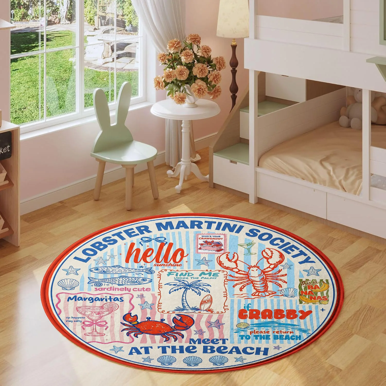 Lobster Martini Society Themed Round Rug, 