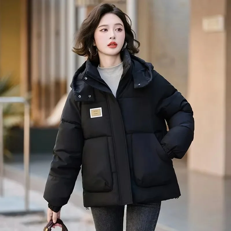 Autumn Winter New Hooded Down Cotton Jacket Women Korean Cotton-Padded Thick Warm Parkas Female Short Bread Coat  Casual Lady To