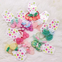 2Pcs/Set New Fashion Fruit Crystal Series Temperament Rubber Band Hair Accessories Girl Colorful Sweet Ribbon Kid Gift
