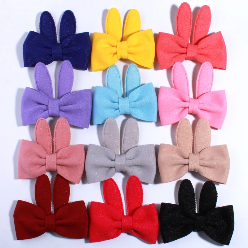 10PCS 10CM New Rabbit Ears Shape Hair Bows For Girls Headbands Big High Quality Fabric Made Boutique Hair Bow For Women Friend