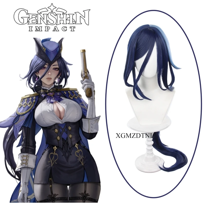 

Genshin Impact Fontaine Clorinde Cosplay Wig 80cm Blue Mixed Heat Resistant Synthetic Hair Champion Duelist Halloween Roleplay