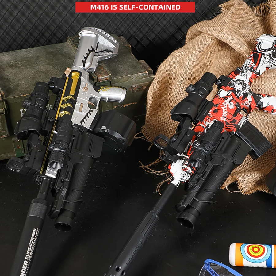 M416 懐中電灯赤外線を完全装備 ゲル爆弾を発射可能 7-8mm 手動および自動オールインワン男の子おもちゃの銃