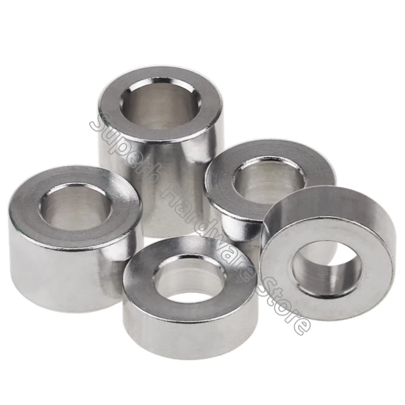 2-10Pcs Aluminum Bushing Gasket Round Hollow No Thread Standoff Spacer M2 M2.5 M3 M4 M5 M6 M8 M10 Aluminum Flat Washer L=1-35mm
