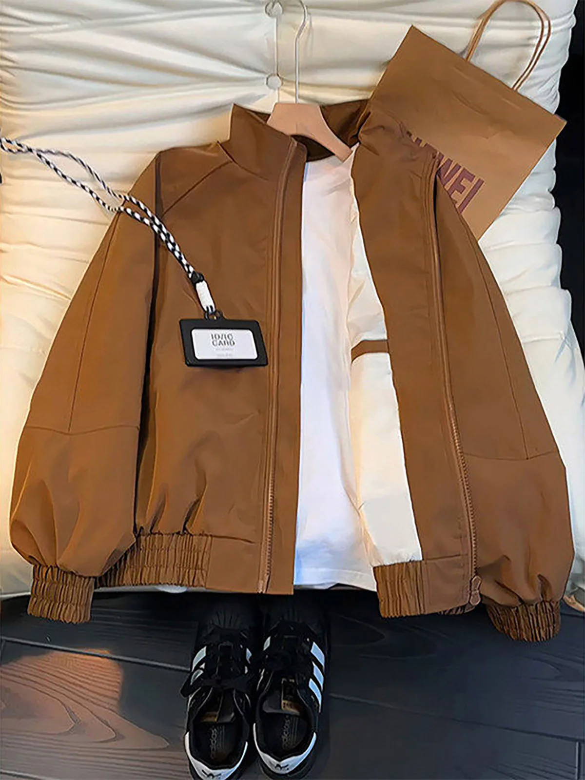 Cleanfit Deconstructed Workwear Style Baseball Jacket Men's American Three-Proof Flight Jacket Stand Collar Pilot Coat