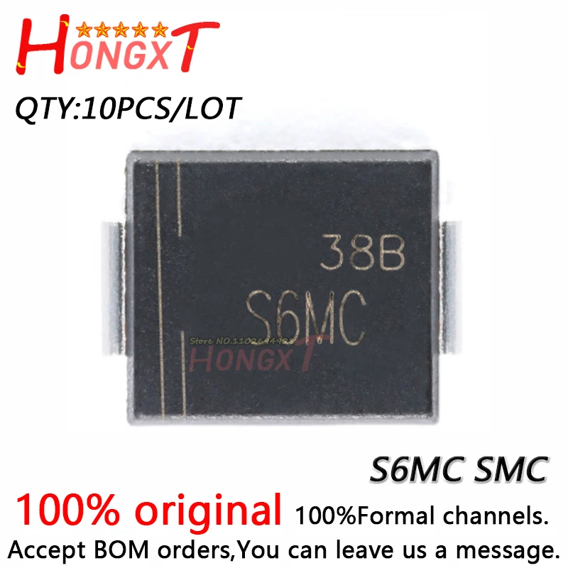 10PCS MDD S6MC SMC 1000V/6A SMD universal rectifier diode.Chipset