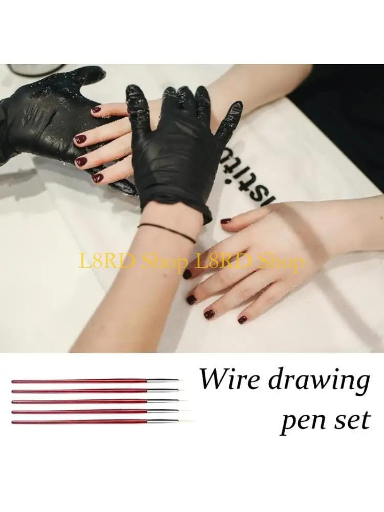 

L8RD 5 шт./компл. кисть для рисования ногтей, ручка для дизайна ногтей, кисти для подводки для длинных линий, детали