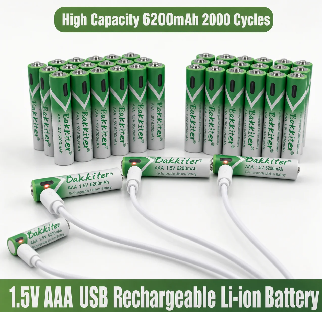 AAA Lithium Batteries 6200mAh Large Capacity Long-lasting Type-C Powered Battery for String Lights Candles Led Strip Lights Toys